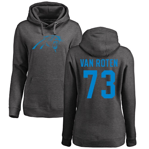 Carolina Panthers Ash Women Greg Van Roten One Color NFL Football #73 Pullover Hoodie Sweatshirts->women nfl jersey->Women Jersey